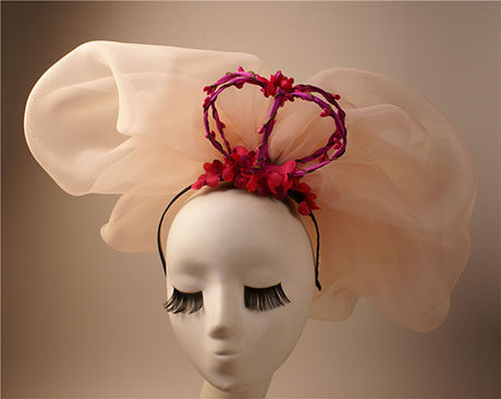 玫红粉色立体皇冠带纱发箍发饰夸张T台走秀彩妆比赛造型头饰