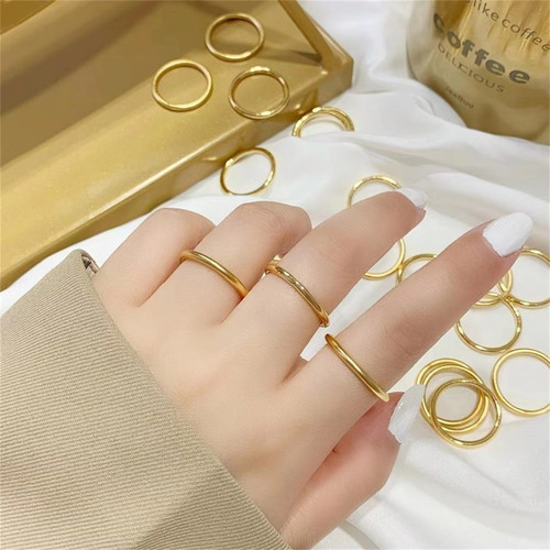 18K金三生三世素圈古法戒指