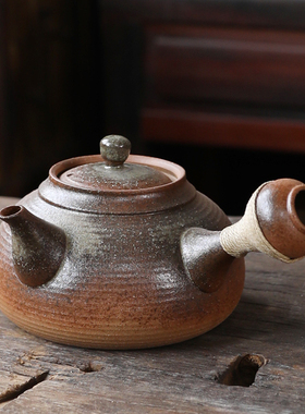 柴烧陶瓷烧水壶薄胎潮州侧把砂铫壶跳盖碳炉明火电陶炉家用养生壶
