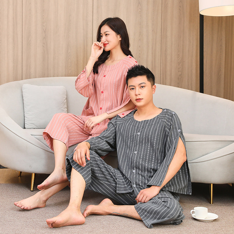 前后背开艾灸服开衫新款纯棉男女款桑拿推油火疗刮痧理疗按摩服