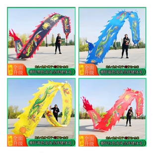 舞龙彩带健身龙广场舞手甩龙身中老年人耍龙头道具运动表演中国龙