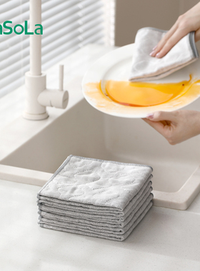 洗碗布抹布厨房专用不沾油吸水毛巾不掉毛咖啡奶茶店清洁魔力抹布