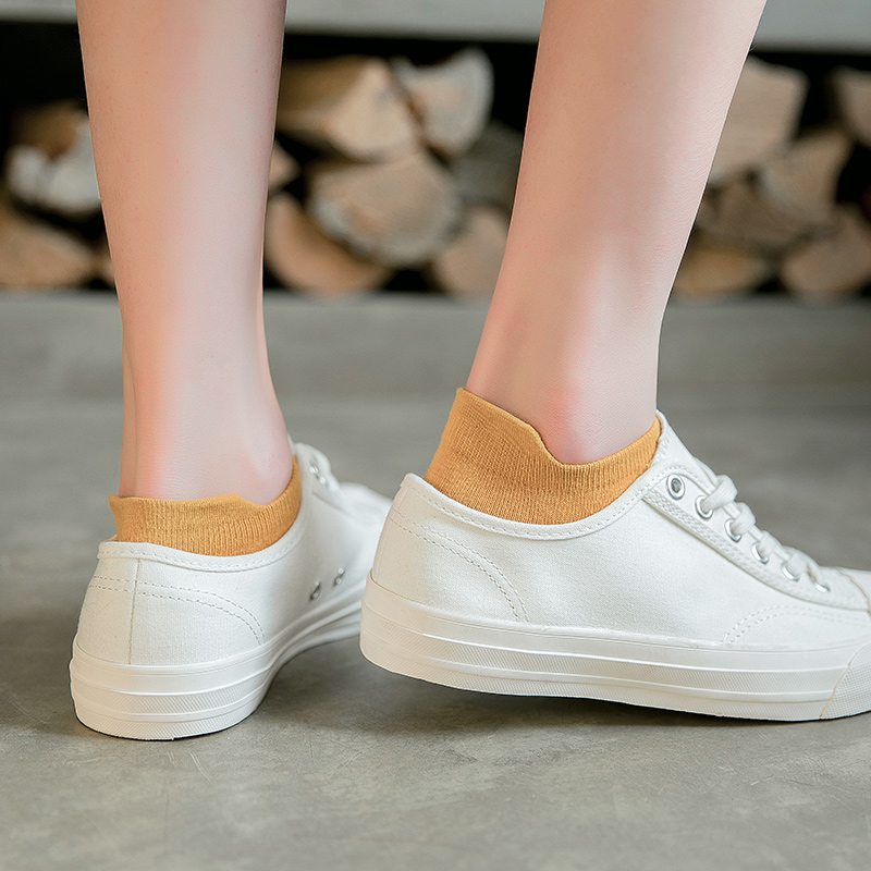 春夏新品纯棉日系时尚纯色女士隐形船袜透气防滑休闲百搭糖果色