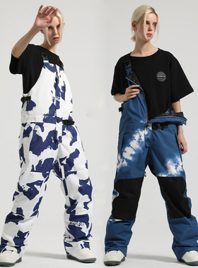 gsousnow滑雪连体背带裤男女防风防寒冬季户外运动单板滑雪冲锋裤