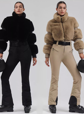 gsousnow滑雪服女连体套装修身加厚防风保暖弹性户外雪地冲锋衣裤