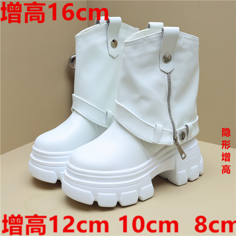 加绒防水台休闲短靴8cm内增高