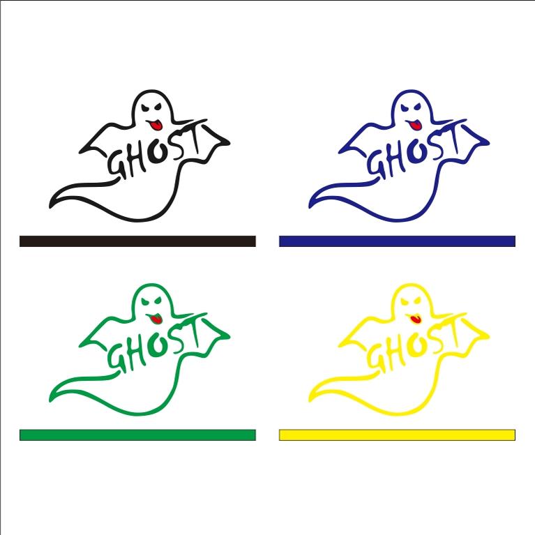 玫瑰幽灵Braintec GHOST光学太阳膜logo汽车贴纸 镭射电动车贴纸
