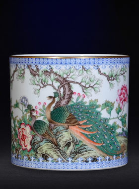 景德镇手绘粉彩中式风家居摆设