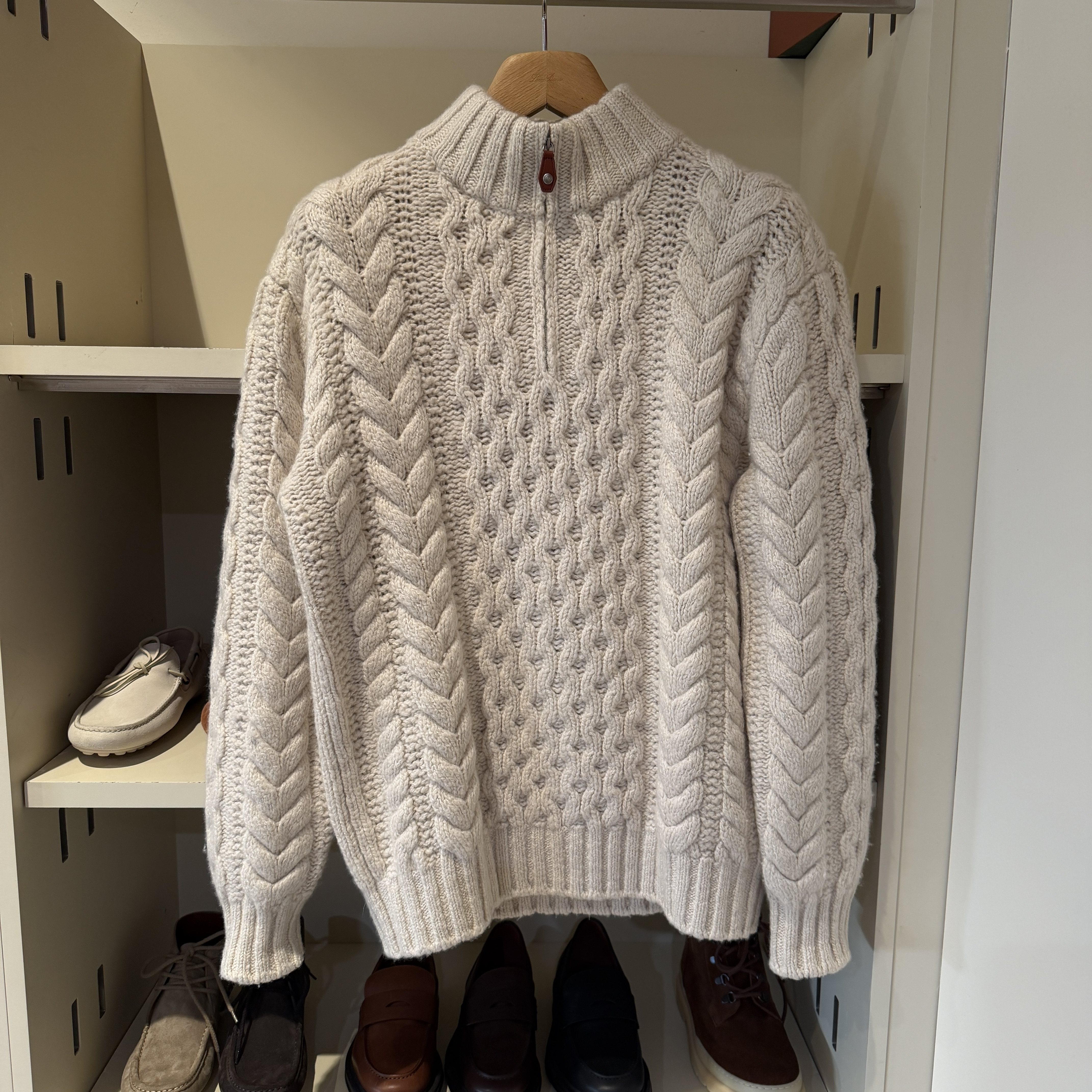 Loro Piana诺悠翩雅男士羊绒针织衫100%羊绒半拉链麻花毛衣