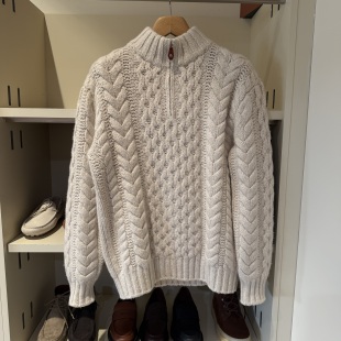 100%羊绒半拉链麻花毛衣 羊绒针织衫 Loro Piana诺悠翩雅男士