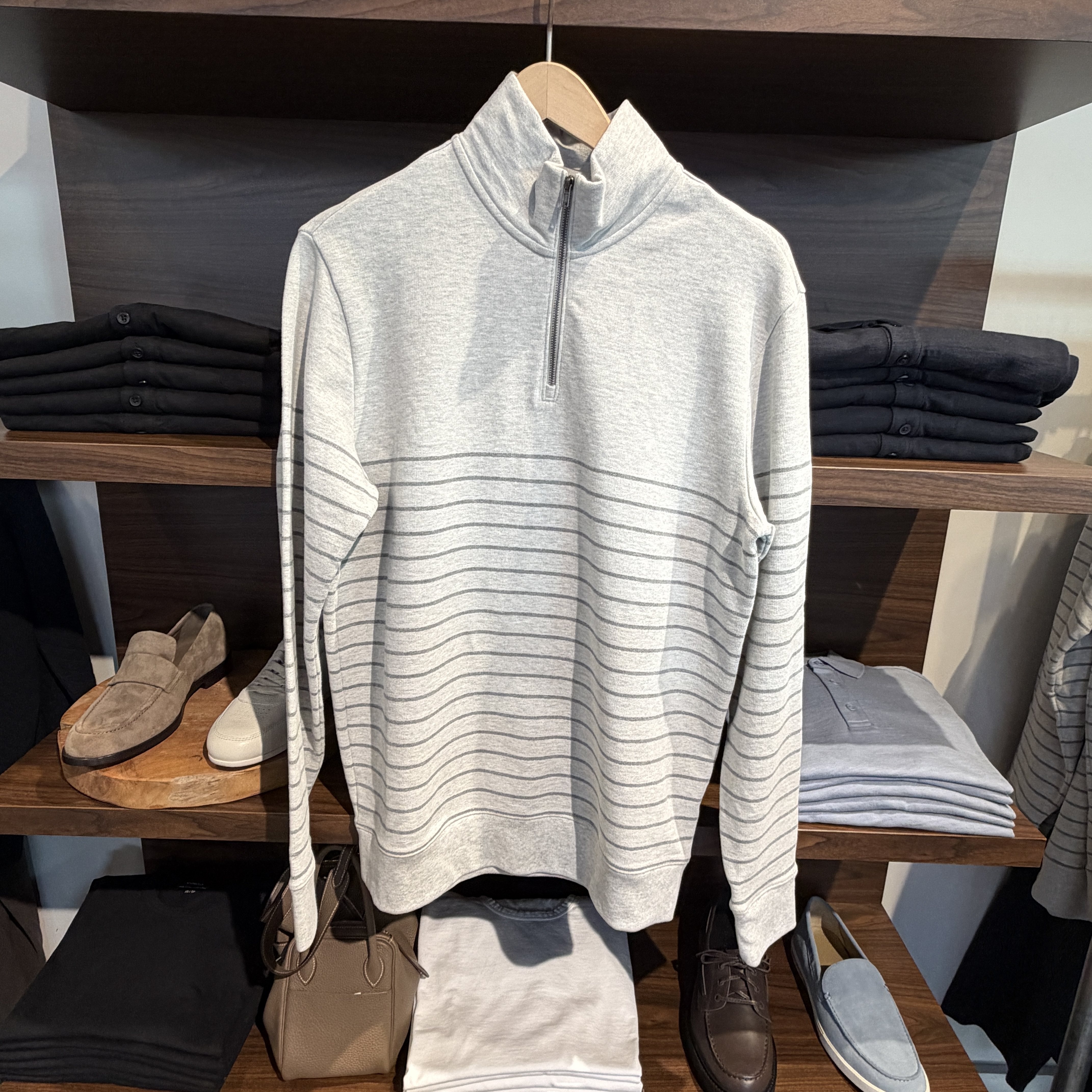 Vince 男士半拉链卫衣  100%棉立领长袖套头衫 运动休闲上衣