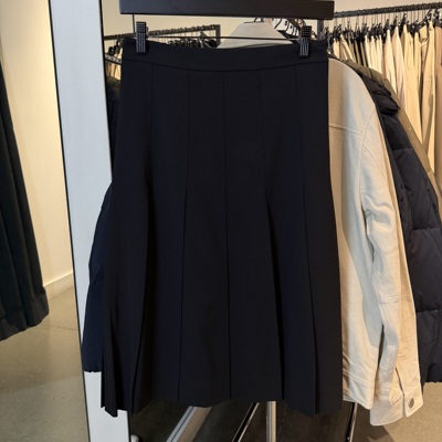 Theory女士羊毛百褶裙半身裙  96%羊毛黑色商务裙 美国代购