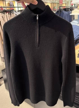 Theory美国代购直邮 男士羊绒衫 100%山羊绒半拉链高领羊绒针织衫