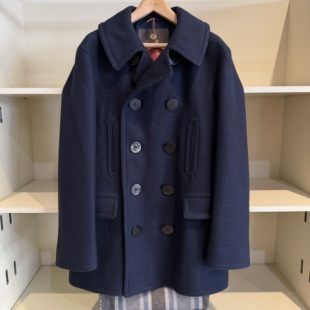 Loro Piana诺悠翩雅男士羊毛羊绒亚麻混纺海军大衣 商务毛呢大衣