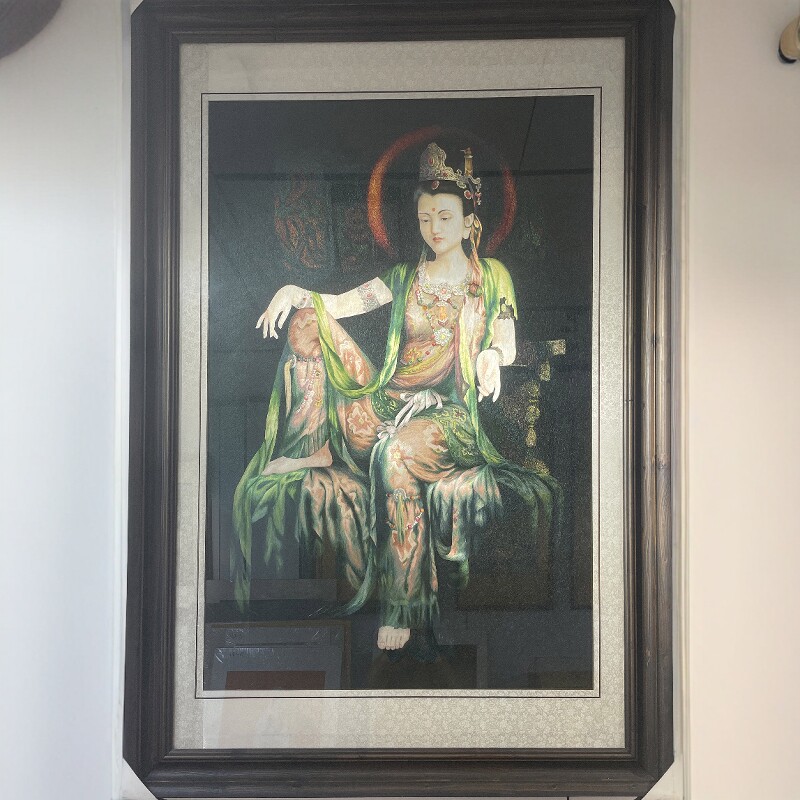 纯手工刺绣精品飞天神女装饰挂画