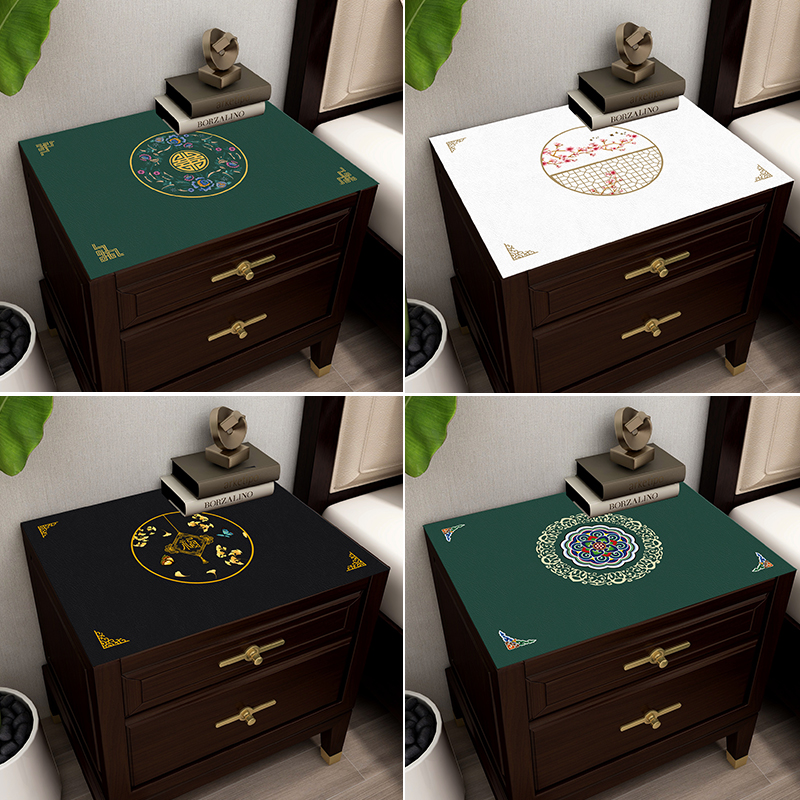 新中式床头柜盖布PVC防水免洗垫