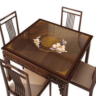 中式透明方桌垫pvc软玻璃桌布防水防油免洗八仙桌麻将桌垫正方形