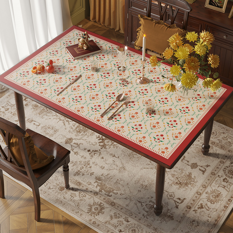 美式轻奢桌布防水免洗皮革