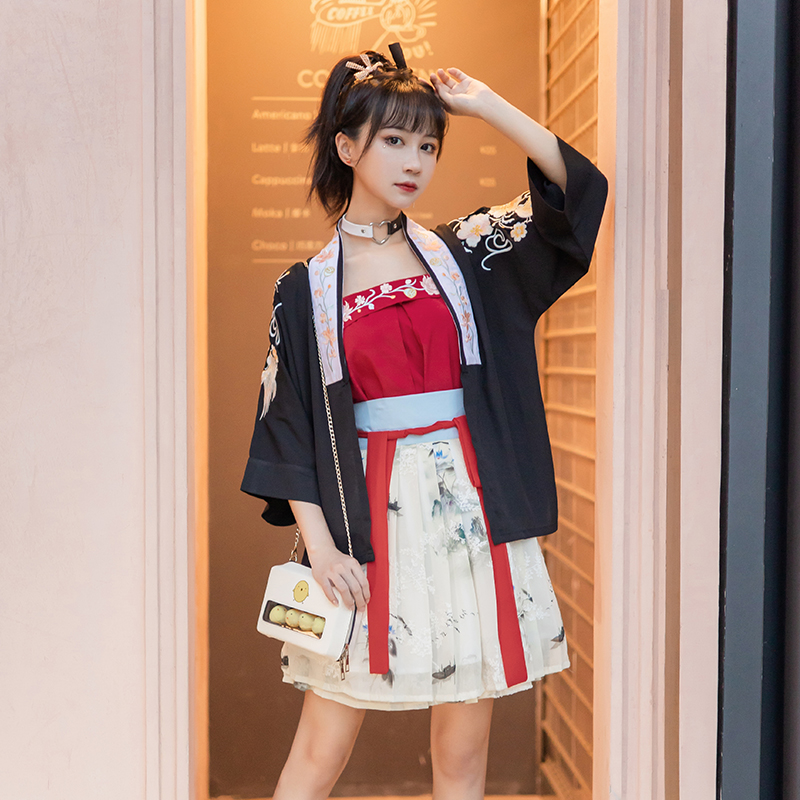 宋制汉服王洪旗乱麻汉元素短裙红