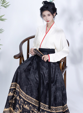 王洪旗望归原创汉服女明制飞机袖马面裙新中式古装国风汉服装元素
