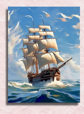 逐浪风帆数字油画diy风景客厅填色手绘成人减压高级版装饰画