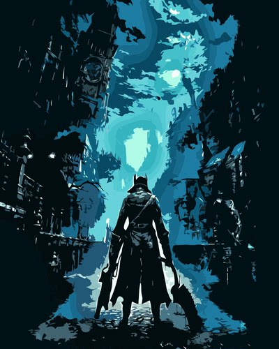 数字油画diy油彩画日本游戏人物填色手工画bloodborne 血源诅咒