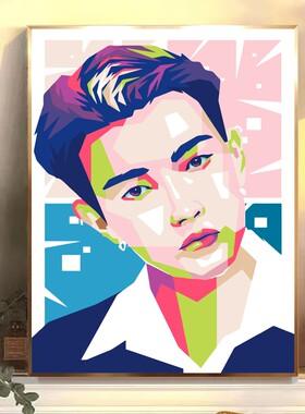 ATEEZ韩国男子演唱组合数字油画diy填色装饰画支持喷绘打印成品画