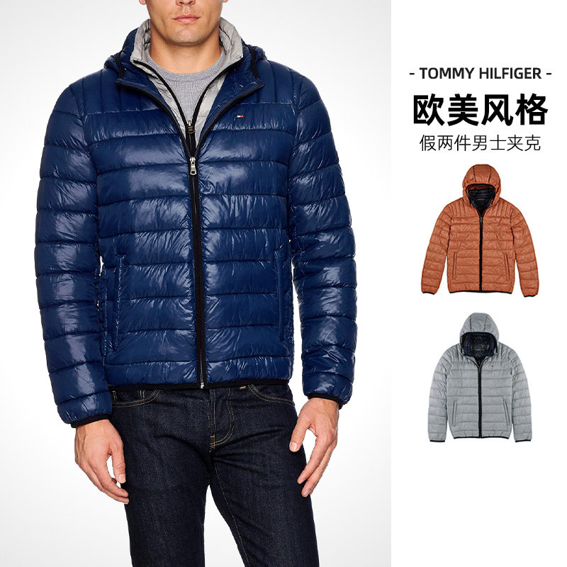 秋冬新款TOMMY HILFIGER湯米男裝歐美風格保暖假兩件男士夾克外套在類目 男裝, 棉衣中 - 來自Buy2taobao.com提供專業的淘寶代購服務