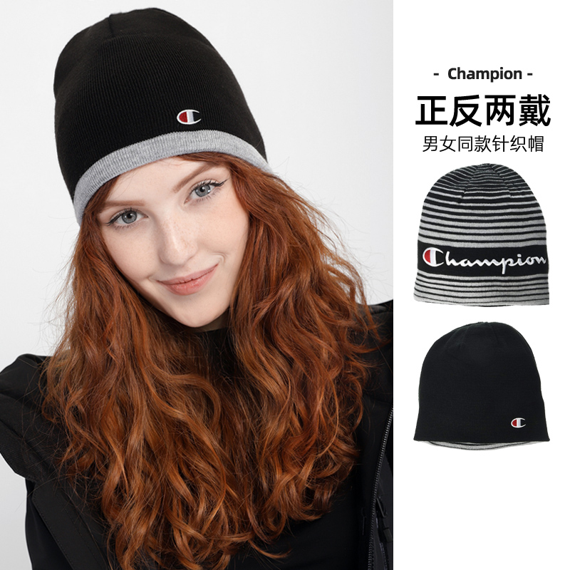 CHAMPION秋冬男女款两面用毛线帽
