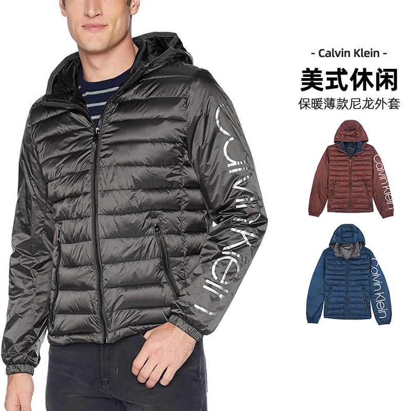 CalvinKlein男防水连帽休闲棉衣