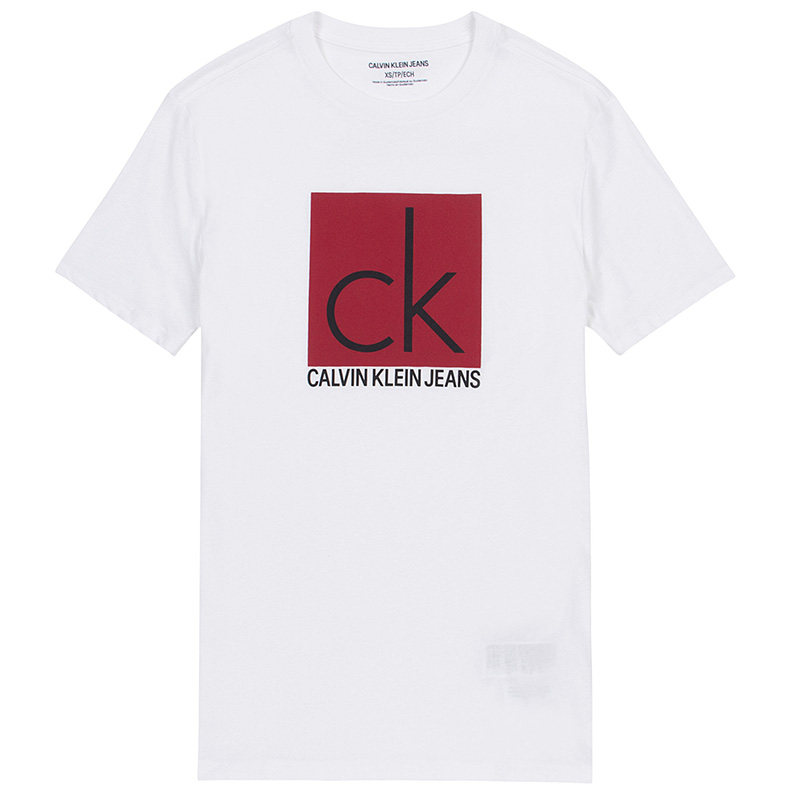 Calvin Klein/凯文克莱男士新款薄款休闲圆领字母LOGO印花短袖T恤