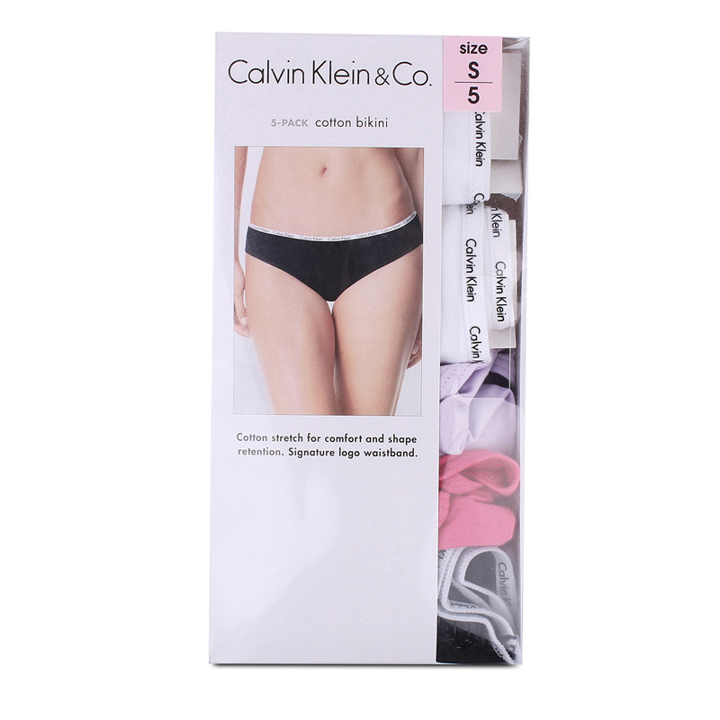 Calvin Klein/卡尔文克雷恩CK新款女士内裤 舒适纯色5条装三角裤