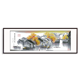 梦里水乡十字绣 江南水乡 新款客厅小桥流水风景棉线款全绣中国风