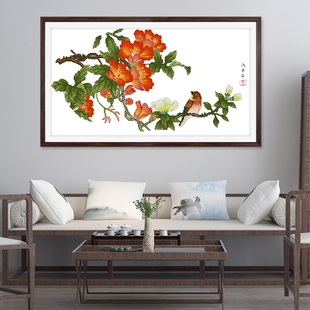 鸟语花香十字绣杜鹃花小幅花鸟图 线绣2025新款 自己绣手工小清新