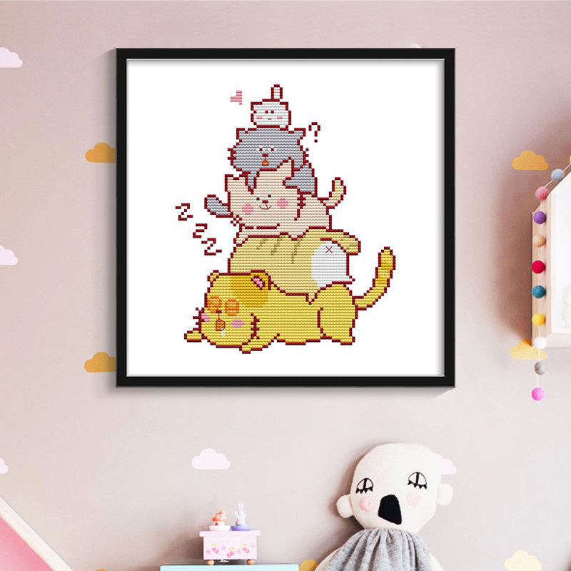 卡通十字绣2026年新款线绣儿童学生手工DIY简单刺绣客厅卧室挂画