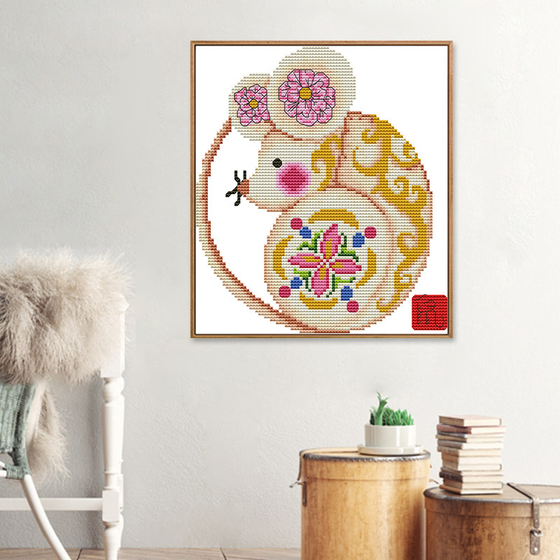 十字绣年画鼠2026新款线绣老鼠生肖鼠年客厅卧室简单手工刺绣小件