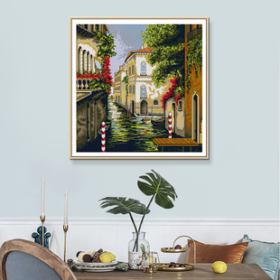 威尼斯水街风景十字绣2025年新款线绣客厅卧室手工刺绣挂画满绣
