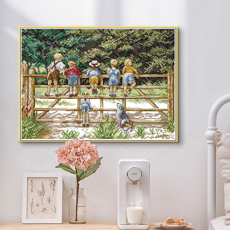 童年记忆十字绣2023年新款线绣小时记忆玩伴客厅卧室手工刺绣挂画