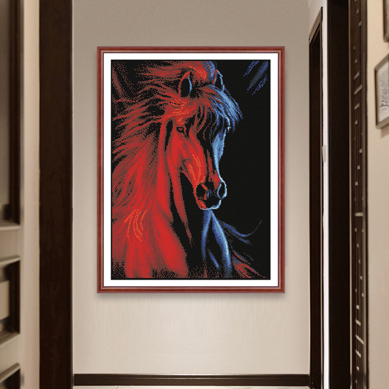 满钻贴钻十字绣 钻石绣马到成功系列 马头冰与火客厅挂画2026新款