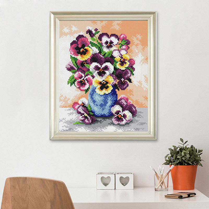 钻石十字绣2026新款绣 满钻餐厅竖版 花卉系列兰花钻石画简约现代