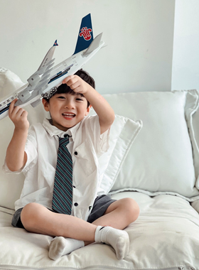 C919飞机模型南航航空客机a380国航波音B747声控拼装仿真摆件30cm