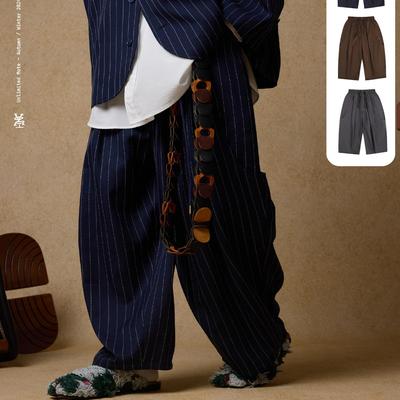 Unlimited Mote 〔气球裤2.0〕定番阔腿解构混纺百搭条纹长裤男女