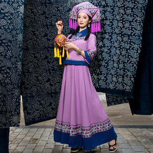 广西壮族传统少数民族服装女成人三月三演出服饰壮锦古寨旅拍盛装