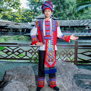 少数民族服装男士苗族瑶族侗族舞蹈服土家族彝族壮族演出服民族服