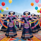 舞蹈演出服 壮锦盛装 壮族服装 女成人广西三月三少数民族服饰新款