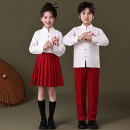 元 旦兒童合唱演出服中國風(fēng)中小學(xué)生詩歌朗誦歌唱祖國紅歌表演服裝