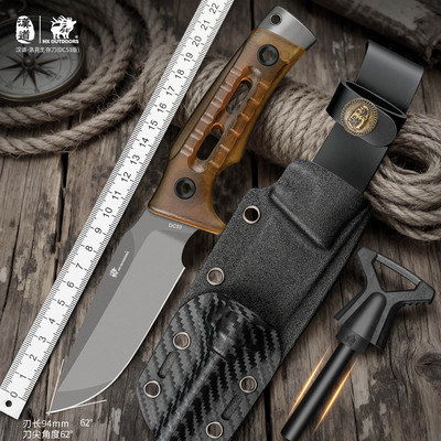 汉道户外洛克生存刀PEI手柄版DC53钢高硬度战术直刀野外防身刀具