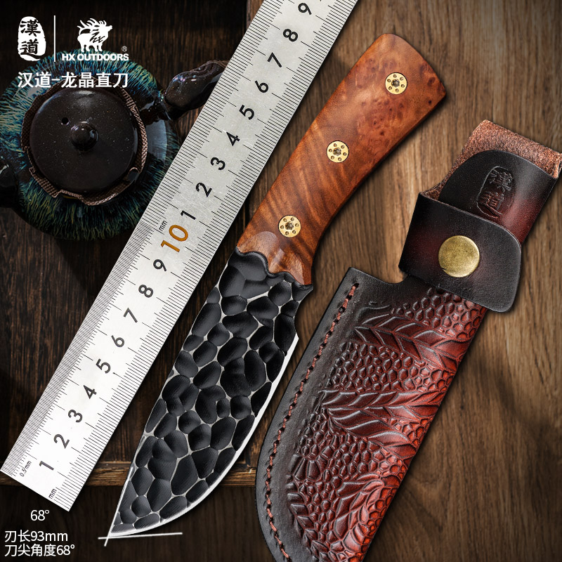 【清仓直降】汉道龙晶手工锤打刀D2钢锻打刀收藏把玩观赏高档小刀