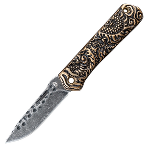 汉道龙吟折刀大马士革纹钢迷你收藏刀求生刀具防随身锋利EDC小刀