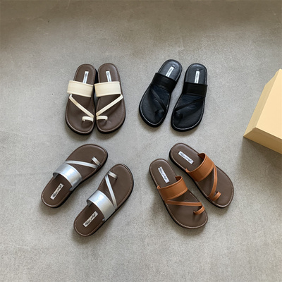 复古休闲厚底套趾一字拖鞋